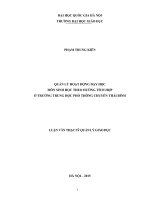 Quản lý hoạt động dạy học môn Sinh học theo hướng tích hợp ở trường Trung học phổ thông Chuyên Thái Bình : Luận văn ThS. Giáo dục học: 60 14 01 14