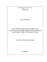 Quy trình giải quyết khiếu nại tại cơ quan hành chính ở địa phương qua thực tiễn ở tỉnh Bắc Ninh : Luận văn ThS. Luật: 60 38 01