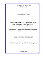Thực hiện pháp luật bình đẳng giới ở Việt Nam hiện nay : Luận văn ThS. Luật: 60 38 01