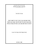 Phát triển tư duy sáng tạo cho học sinh trong dạy học chuyên đề ứng dụng đạo hàm tìm giá trị lớn nhất, giá trị nhỏ nhất ở lớp 12
