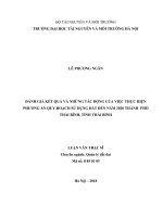 ĐÁNH GIÁ KẾT QUẢ VÀ NHỮNG TÁC ĐỘNG CỦA VIỆC THỰC HIỆN PHƯƠNG ÁN QUY HOẠCH SỬ DỤNG ĐẤT ĐẾN NĂM 2020 THÀNH  PHỐ THÁI BÌNH, TỈNH THÁI BÌNH