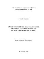 Căn cứ tính thuế thu nhập doanh nghiệp theo pháp luật Việt Nam  hiện  nay  từ thực tiễn thành phố Đà Nẵng