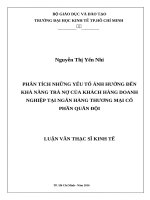 Phân tích những yếu tố ảnh hưởng đến khả năng trả nợ của khách hàng doanh nghiệp tại ngân hàng thương mại cổ phần quân đội 