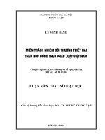 Miễn trách nhiệm bồi thường thiệt hại theo hợp đồng theo pháp luật Việt Nam : Luận văn ThS. Luật: 60 38 01 03
