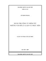 Quản trị công ty niêm yết những vấn đề lý luận và thực tiễn : Luận văn ThS. Luật: 60 38 50