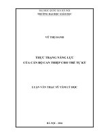 Thực trạng năng lực của cán bộ can thiệp cho trẻ tự kỷ : Luận văn ThS.Tâm lý học lâm sàng trẻ em và vị thành niên (chương trình đào tạo thí điểm)