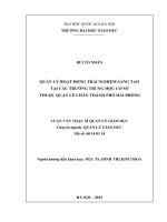 QUẢN LÝ HOẠT ĐỘNG TRẢI NGHIỆM SÁNG TẠO TẠI CÁC TRƢỜNG TRUNG HỌC CƠ SỞ THUỘC QUẬN LÊ CHÂN THÀNH PHỐ HẢI PHÒNG