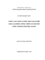Nâng cao chất lượng đào tạo nghề cho lao động nông thôn của huyện châu thành, tỉnh hậu giang 