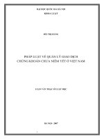 Pháp luật về quản lý giao dịch chứng khoán chưa niêm yết ở Việt Nam : Luận văn ThS. Luật: 60 38 50