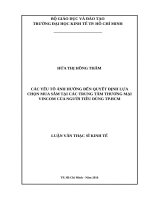 Các yếu tố ảnh hưởng đến quyết định lựa chọn mua sắm tại các TTTM vincom của người tiêu dùng tp  hồ chí minh 