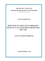 Phân tích các nhân tố tác động đến nợ xấu của các ngân hàng thương mại việt nam 