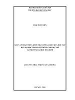 Quản lý hoạt động kiểm tra đánh giá kết quả học tập bậc đại học trong hệ thống giáo dục mở tại Trường Đại học Hòa Bình