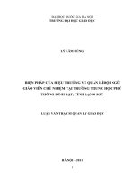 Biện pháp của Hiệu trưởng về quản lý đội ngũ giáo viên chủ nhiệm tại trường Trung học phổ thông Đình Lập, tỉnh Lạng Sơn : Luận văn ThS. Giáo dục học : 60 14 05