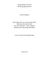 Phát triển năng lực vận dụng kiến thức thông qua dạy học chương Dẫn xuất Halogen - Ancol - Phenol" Hóa học lớp 11 trung học phổ thông