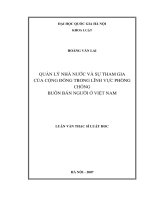 Quản lý nhà nước và sự tham gia của cộng đồng trong lĩnh vực phòng chống buôn bán người ở Việt Nam : Luận văn ThS. Luật: 60 38 01
