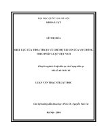 Hiệu lực của thỏa thuận về chế độ tài sản của vợ chồng theo pháp luật Việt Nam. Luận văn ThS. Luật Dân sự và Tố tụng dân sự: 60 38 01 03