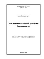 Hoàn thiện pháp luật về quyền tự do hội họp ở Việt Nam hiện nay: Luận văn ThS. Luật: 603801