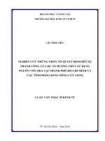 Nghiên cứu những nhân tố quyết định đến sự thành công của dự án đường thủy sử dụng nguồn vốn ODA tại thành phố hồ chí minh và các tỉnh đồng bằng sông cửu long 