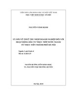 Ưu đãi về thuế thu nhập doanh nghiệp đối với hoạt động đầu tư trực tiếp trước ngoài từ thực tiễn thành phố Hà Nội
