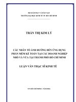 Các nhân tố ảnh hưởng đến ứng dụng phần mềm kế toán tại các doanh nghiệp nhỏ và vừa tại thành phố hồ chí minh 