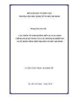 Các nhân tố ảnh hưởng đến sự lựa chọn chính sách kế toán của các doanh nghiệp sản xuất phần mềm trên địa bàn TP HCM 