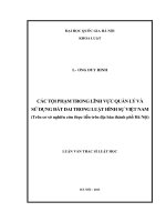 Các tội phạm trong lĩnh vực quản lý và sử dụng đất đai trong luật hình sự Việt Nam (Trên cơ sở nghiên cứu thực tiến trên địa bàn Thành phố Hà Nội) : Luận văn ThS. Luật: 60 38 40