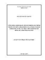Công khai, minh bạch, trách nhiệm giải trình trong tổ chức, hoạt động của cơ quan hành chính nhà nước: Từ thực tiễn UBND huyện Đồng Hỷ, tỉnh Thái Nguyên