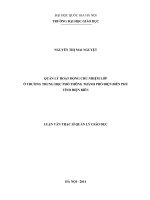 Quản lý hoạt động chủ nhiệm lớp ở trường trung học phổ thông thành phố Điện Biên Phủ tỉnh Điện Biên: Luận văn ThS. Giáo dục học: 60 14 01 14