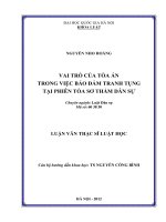 Vai trò của Tòa án trong việc bảo đảm tranh tụng tại phiên tòa sơ thẩm dân sự : Luận văn ThS. Luật: 60 38 30