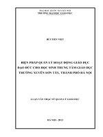Biện pháp quản lý hoạt động giáo dục đạo đức cho học sinh ở trung tâm giáo dục thường xuyên Sơn Tây, thành phố Hà Nội : Luận văn ThS. Quản lý giáo dục: 60 14 05