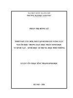 Thiết kế câu hỏi, bài tập đánh giá năng lực người học trong dạy học phần Sinh học Vi sinh vật - Sinh học 10 Trung học phổ thông. Luận văn ThS. Khoa học giáo dục: 60 14 01