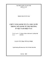 Chức năng kinh tế của nhà nước trong nền kinh tế thị trường ở Việt Nam hiện nay : Luận văn ThS. Luật: 60 38 01