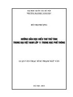 Hướng dẫn đọc hiểu thơ trữ tình trung đại Việt Nam lớp 11, trung học phổ thông : Luận văn ThS. Lý luận và phương pháp dạy học bộ môn Ngữ văn : 60 14 10