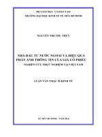 Nhà đầu tư nước ngoài và hiệu quả phản ánh thông tin của giá cổ phiếu  nghiên cứu thực nghiệm tại việt nam 