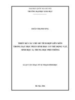Thiết kế các chủ đề tích hợp liên môn trong dạy học phần sinh học cơ thể động vật, Sinh học 11, Trung học phổ thông. Lý luận và phương pháp dạy học bộ môn (Sinh học): 60 14 01 11