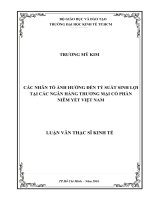 Các nhân tố ảnh hưởng đến tỷ suất sinh lợi tại các ngân hàng thương mại cổ phần niêm yết tại việt nam 