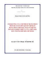 Ảnh hưởng của chi phí sử dụng phần mềm kế toán đến quyết định sử dụng phần mềm kế toán ở những doanh nghiệp nhỏ và vừa trên địa bàn thành phố hồ chí minh 