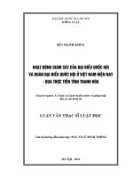 Hoạt động giám sát của đại biểu quốc hội và đoàn đại biểu quốc hội ở Việt Nam hiện nay - Qua thực tiễn tỉnh Thanh Hóa : Luận văn ThS. Luật: 60 38 01 01