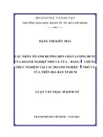 Các nhân tố ảnh hưởng đến chất lượng báo cáo tài chính của doanh nghiệp nhỏ và vừa – bằng chứng thực nghiệm tại các doanh nghiệp nhỏ và vừa trên địa bàn TP HCM 