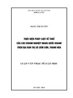Thực hiện Pháp luật về Thuế của các doanh nghiệp Ngoài Quốc doanh trên địa bàn Thị Xã Sầm Sơn, Thanh Hoá : Luận văn ThS. Luật: 60 38 01 01