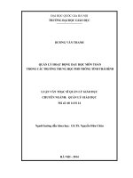 Quản lý hoạt động dạy học môn Toán trong các trường trung học phổ thông tỉnh Thái Bình