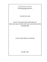 Quản lý ứng dụng công nghệ thông tin trong dạy học ở Trường Trung học phổ thông Chà Cang huyện Nậm Pồ, tỉnh Điện Biên