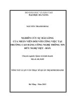 Nghiên cứu sự hài lòng của nhân viên đối với công việc tại trường Cao đẳng Công nghệ thông tin hữu nghị ViệtHàn