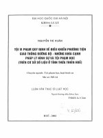 Tội vi phạm qui định về điều khiển phương tiện giao thông đường bộ - những khía cạnh pháp lý hình sự và tội phạm học ( trên cơ sở số liệu tỉnh Thừa Thiên Huế) : Luận văn ThS. Luật: 5 05 14