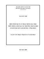 Biện pháp quản lý hoạt động dạy học môn tiếng Anh tại các trường trung học cơ sở ở huyện Tam Dương - Vĩnh Phúc