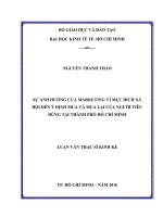 Sự ảnh hưởng của marketing vì mục đích xã hội đến ý định mua và mua lại của người tiêu dùng tại thành phố hồ chí minh 