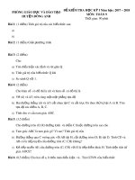 Đề kiểm tra học kì 1 môn Toán lớp 9 năm học 2017-2018 – Phòng Giáo dục và Đào tạo huyện Đông Anh