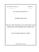 Năng lực thực thi công vụ của công chức cấp xã trên địa bàn thành phố bến tre, tỉnh bến tre  