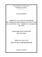 Nghiên cứu các nhân tố ảnh hưởng đến ý định đặt phòng khách sạn trực tuyến của người Việt Nam – Nghiên cứu tại địa bàn Đà Nẵng