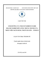 Ảnh Hưởng Của Trách Nghiệm Xã Hội Doanh Nghiệp Đến Lòng Trung Thành Của Nhân Viên Ngân Hàng Tmcp
